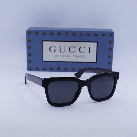 Gucci GG0001SN 001 Square Sunglasses - Black/Grey